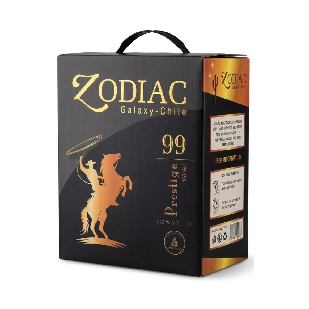 Hộp rượu Zodiac Galaxy-Chile 99, 3 lít, 13,5% nho Syrah