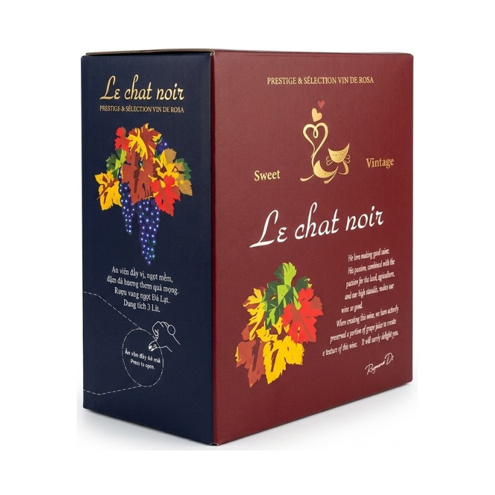 Rượu vang ngọt Le Chat Noir Đà Lạt hộp 3 lít
