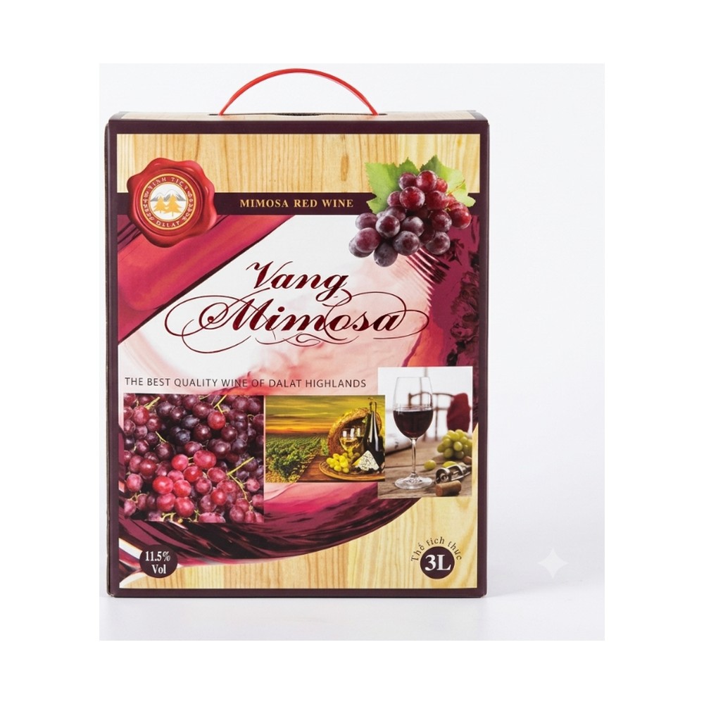 Vang Mimosa đỏ Đà Lạt hộp 3 lít 11,5%